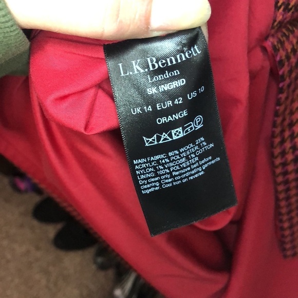 L.K Bennett London wool houndstooth belted skirt size 10usa 14uk eur 42 - Picture 10 of 10